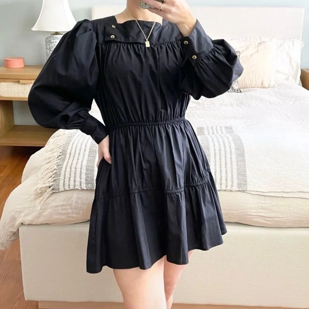 Ciao Lucia Alessandra Tiered Mini Dress in black size S - Picture 2 of 6